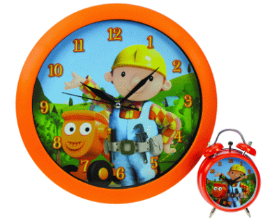 Bob de bouwer kinderkamer - muurklok & mini wekker set