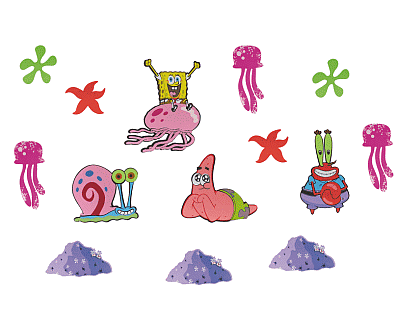 Spongebob 14-delig foam wand decoratie set