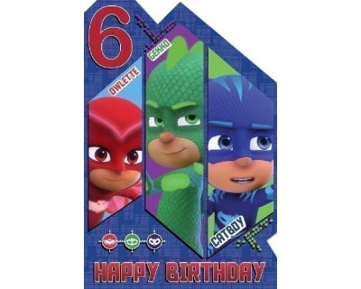 PJ Masks verjaardagskaart 6 jaar