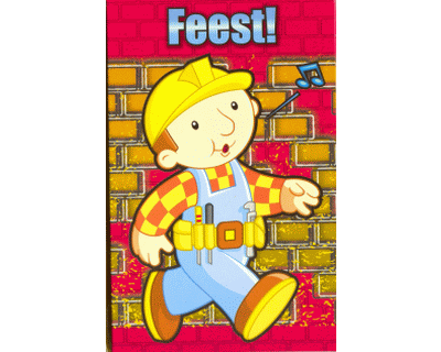 Bob de bouwer uitnodigingen "Feest" 6 per pak