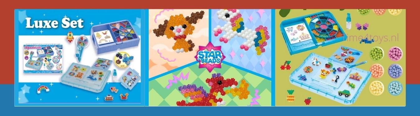Aquabeads, Speelgoed parels veilig op waterbasis,Aquabeads is een leuk en veilig product voor kinderen om uren lang creatief plezier te hebben! Aquabeads is perfect voor kinderen van 4 jaar en ouder.Aquabeads zijn unieke parels die met water aan elkaar blijven plakken. Er is geen warmte nodig, dus kinderen kunnen vanaf het begin tot het einde van het gehele proces genieten wat hen veel genoegdoening zal geven.Het werd ontwikkeld in Japan, waar het succesvol op de markt is sinds 2004. Nu wordt het in meer dan 20 landen verkocht