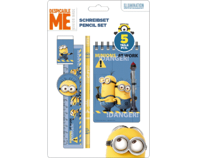 Minions schrijfset 5 delig blauw