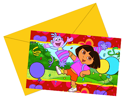 Dora feest uitnodiging 6 per pack