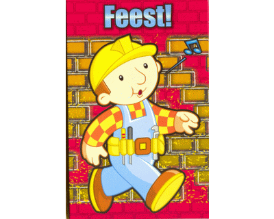 Bob de bouwer uitnodigingen "Feest" 6 per pak