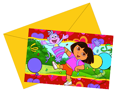 Dora feest uitnodiging 6 per pack