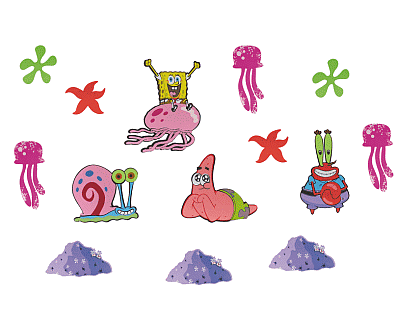 Spongebob 14-delig foam wand decoratie set