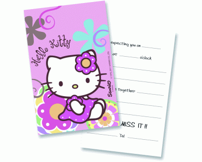 Hello Kitty feest uitnodigingen bamboo