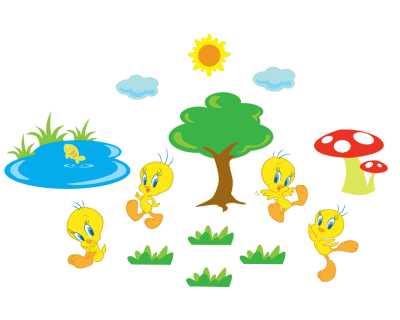 Tweety wanddecoratie 14 stuks