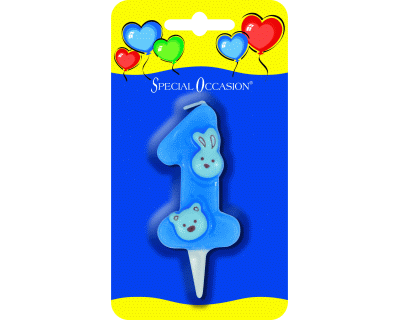 1st verjaardag taartkaarsje "1" blauw