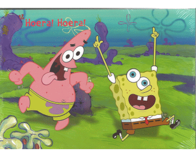 Spongebob Wenskaart "Hoera, Hoera"