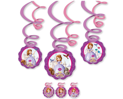 Prinses Sofia verjaardag Swirl Decoration 6 per pak