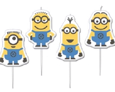 Minions feest figuurkaarsen 4 pcs
