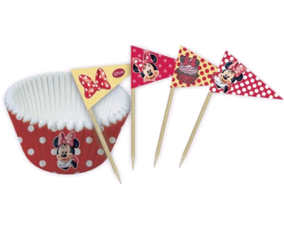 Minnie Mouse feest cupcakes vormpjes & vlaggetjes