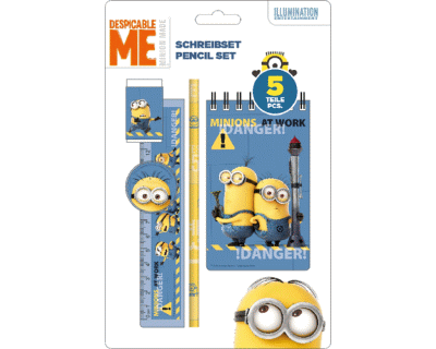 Minions schrijfset 5 delig blauw