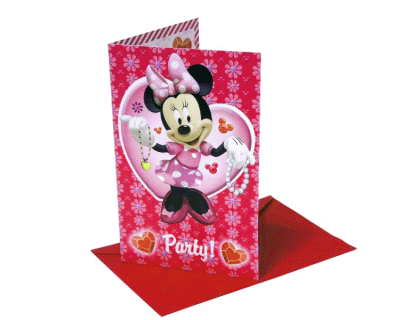Minnie Mouse feest uitnodigingen  "party"