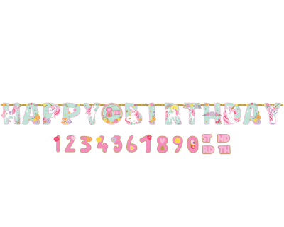 Magische Eenhoorn feest add an age letter banner