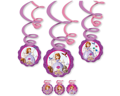 Prinses Sofia verjaardag Swirl Decoration 6 per pak