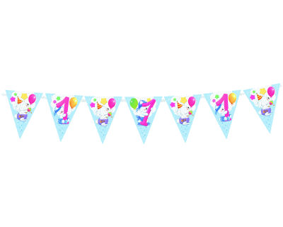 1st verjaardag slinger (vlaggen) blauw