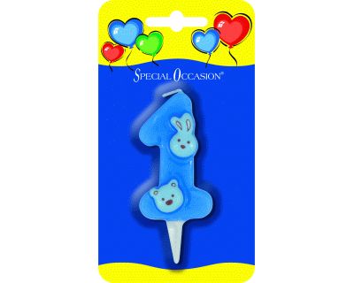 1st verjaardag taartkaarsje "1" blauw